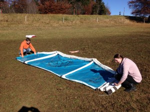 zusammenrollen eines Kites